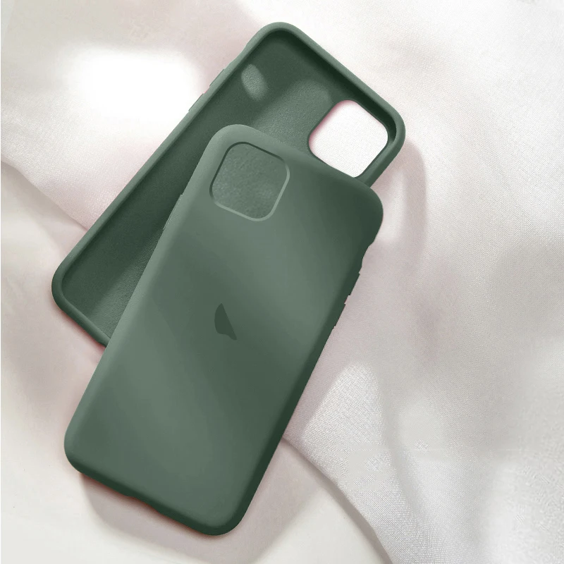 Pine needle green Официальный силиконовый чехол для Apple iphone X Xs max 7 8 6 S 6 S Plus X XR с логотипом чехол для iphone 11 Pro max чехол - Цвет: Pine needle green