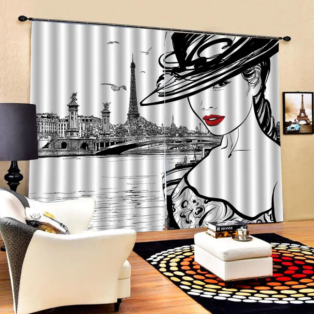 

grey romantic tower Luxury Blackout 3D Window Curtains For Living Room Bedroom Blackout curtain