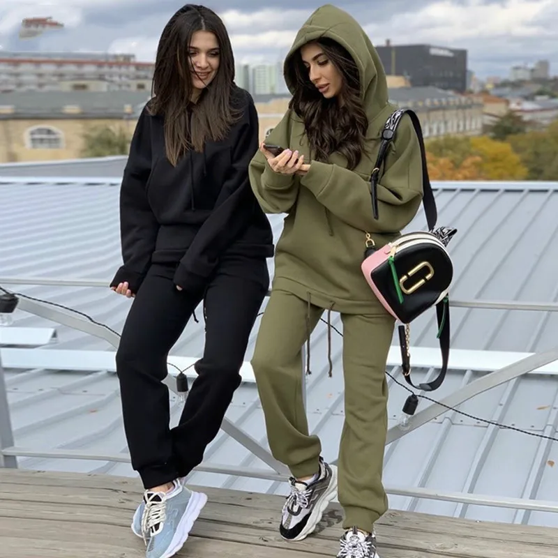 

Two Piece Set Outfits Autumn Women's Tracksuit Oversized Hoodie And Pants Casual Sport Suit Winter 2 Piece Woman Set