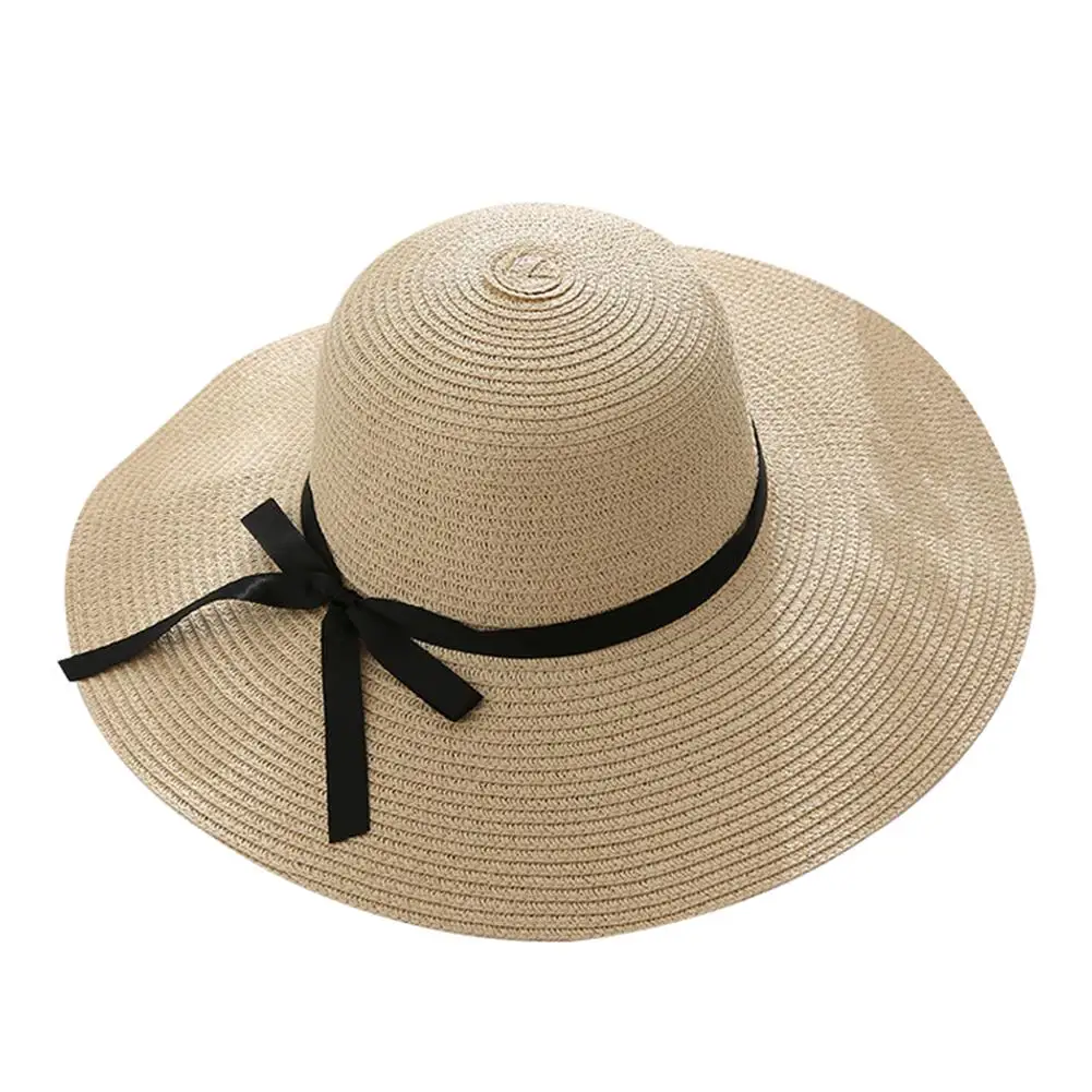 

Summer Hats for Women Travel Beach UV Protection Bowknot Wide Brim Straw Hat Sun Cap UV Protection Bowknot Straw Hat Sun Cap