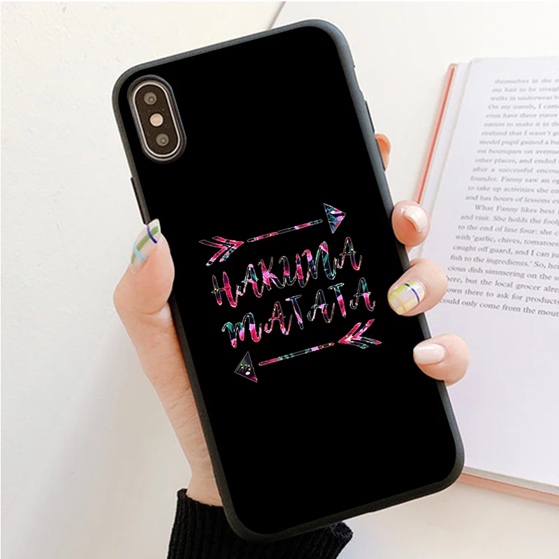 Цветной черный мягкий чехол Hakuna Matata для телефона Samsung A10 A20 A30 A40 A50 A70 A21 A31 A51 A71 A41 A32 A42