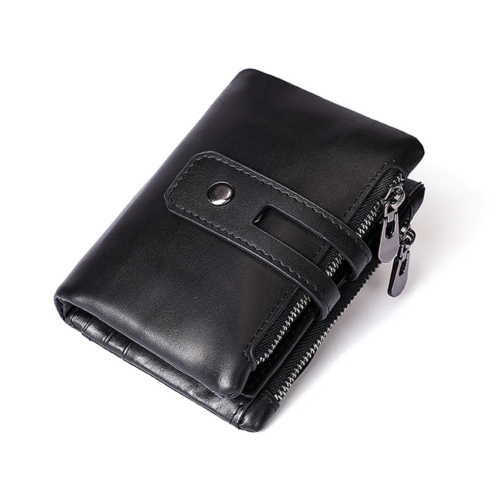 8109Black Бренд GO-LUCK, мужской кошелек из натуральной кожи на застежке, с карманами на молнии, держатель для кредитных карт, Чехол для карт, кошельки, мужская сумка для монет, кошелек в винтажном стиле - Цвет: 8109Black