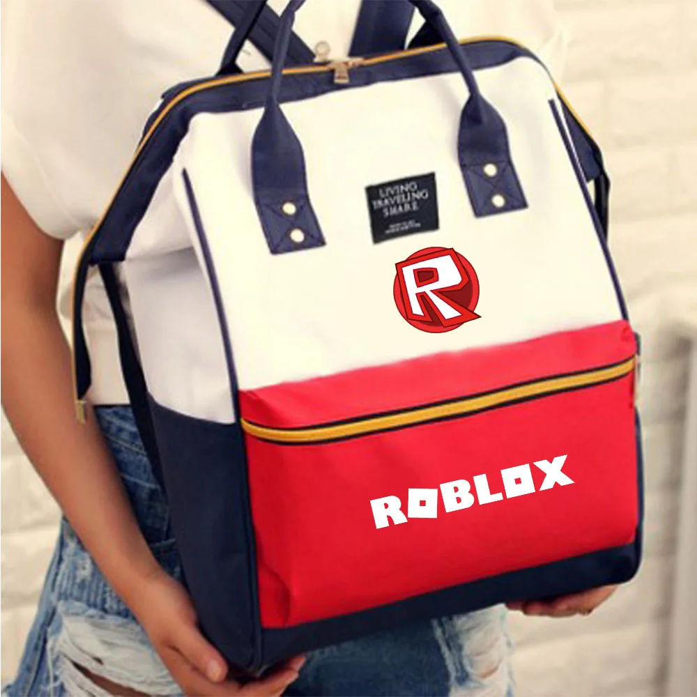 Large-capacity canvas backpack roblox game School Bags  Patchwork school backpacks bags for teenage girls
