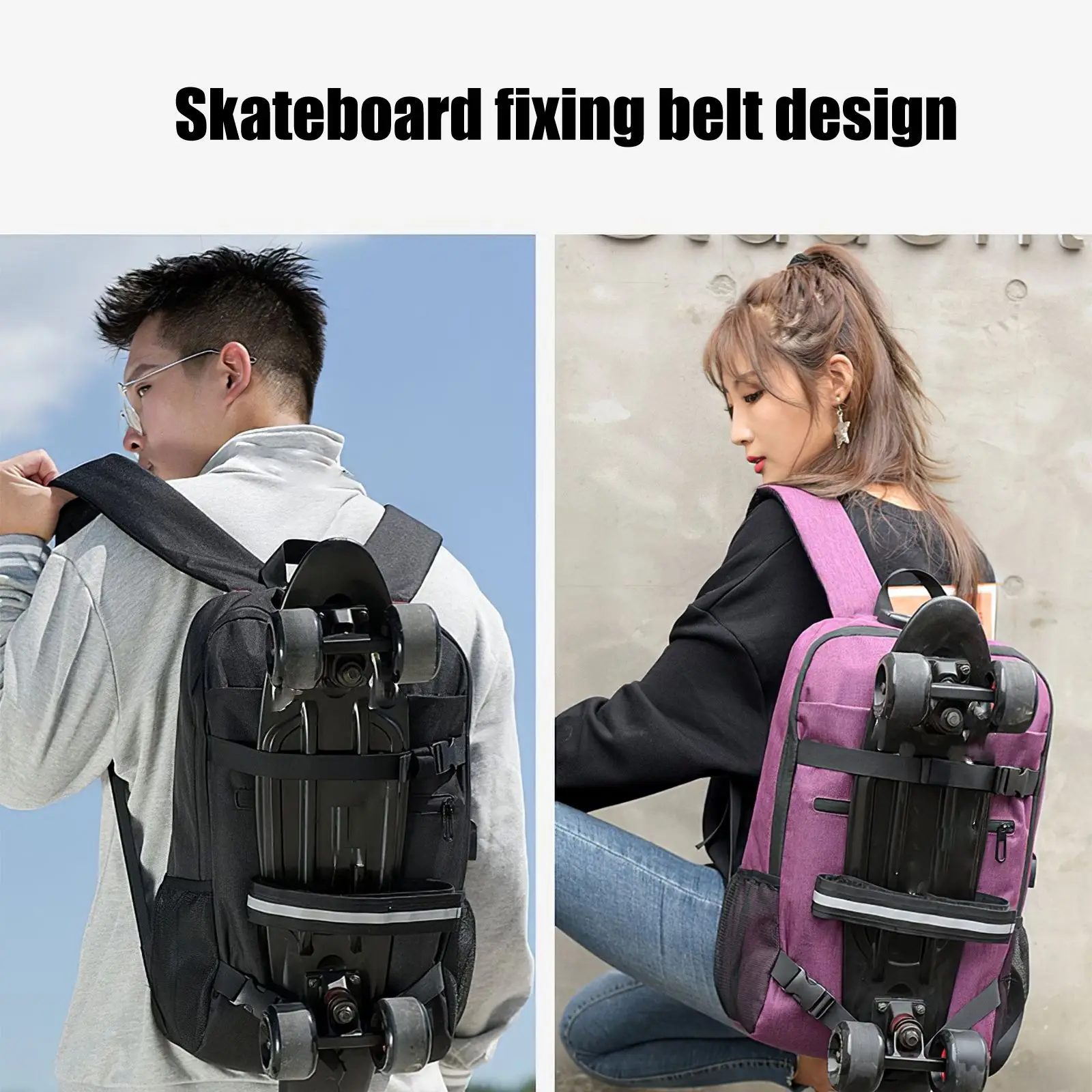 

Skateboard Backpack Polyester Password Lock Shoulder Bag Snowboard Rucksack Large Capacity Longboard Knapsack Infantry Pack