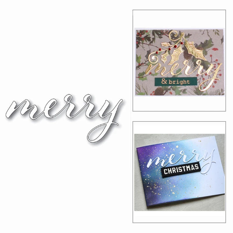 

New Christmas Merry Word Art Script Mold Craft Metal Cutting Dies for Scrapbooking and Card Making Decor Embossing No Stamp 2020