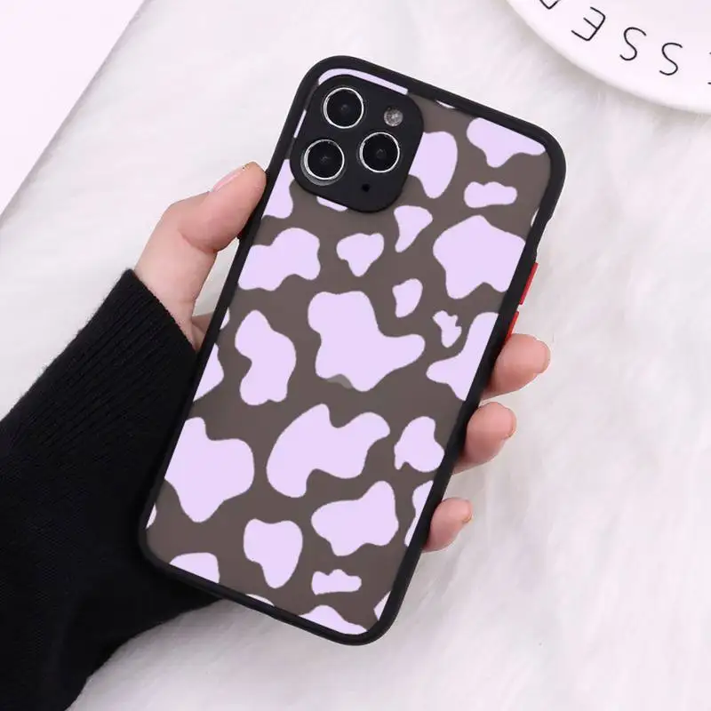 

Cow color Print fashion Pattern texture Phone Case For iPhone 12 11 Mini Pro XR XS Max 7 8 Plus X Matte transparent Cover