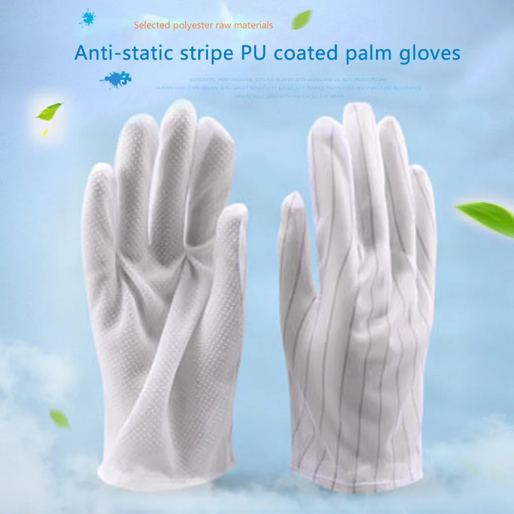 

10Pcs White Gloves Recyclable Permanent Gloves Latex Gloves Accessories Multifunction Coated Palm Non-Slip Stripe Gloves Z0331