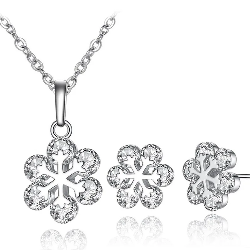 Женский вечерние колье и серёг серебристого цвета с фианитом|Ювелирные наборы| |