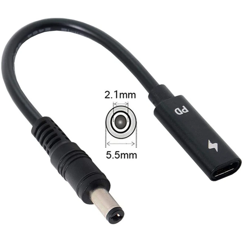 

USB Type C PD Power Adapter Converter DC Plug Connector Cable Cord 5.5X2.1 mm Male for Asus for Toshiba Laptop Adapter