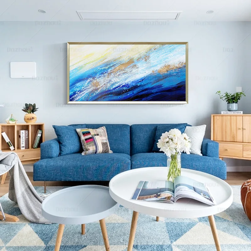 

CX Pure Hand Drawing Abstract Oil Painting Gold Foil Hallway Background Wall Horizontal Handmade Hanging Painting