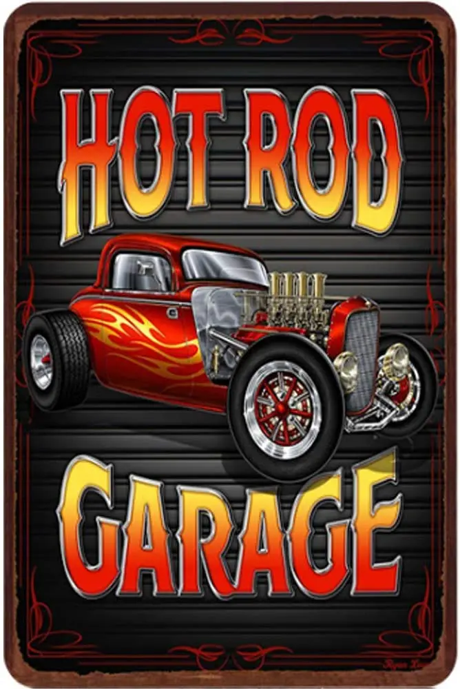 

Original Retro Design Devil Hot Rod Tin Metal Signs Wall Art | Thick Tinplate Print Poster Wall Decoration for Garage