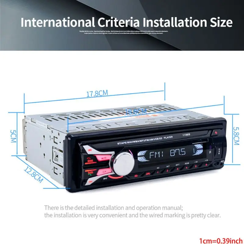 1188B Bluetooth-compatible Car Stereo 1Din Player With Phone Holder In-Dash Fm | Автомобили и мотоциклы