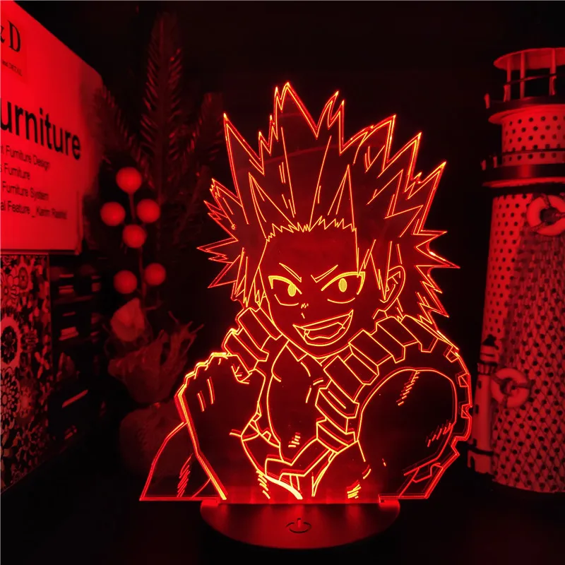 Boku no Hero academic Kirishima Eijiro аниме огни мой герой 3D Led Изменение цвета ночники Lampara для