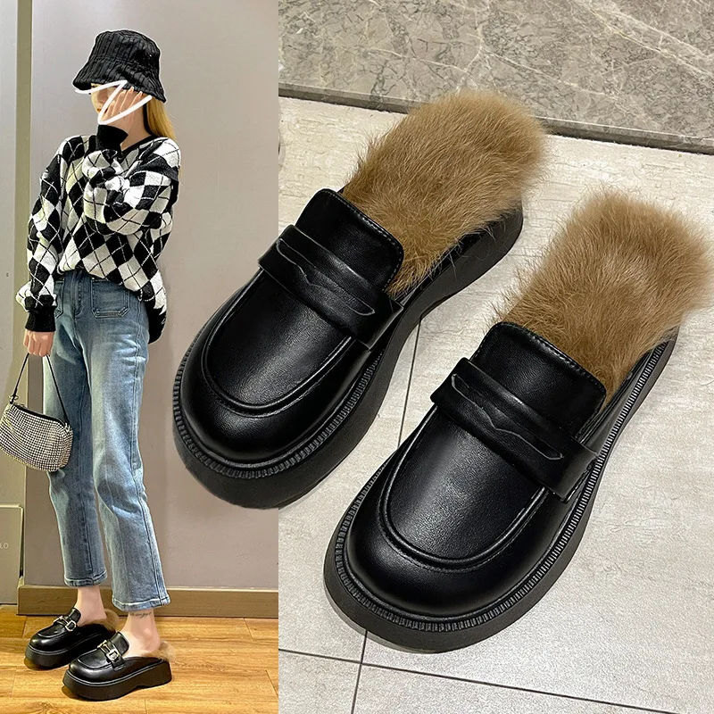 

Новинка весна-осень 2021, женские тапочки, металлические декоративные плоские тапочки, уличная Нескользящая теплая Повседневная обувь, Тапоч...