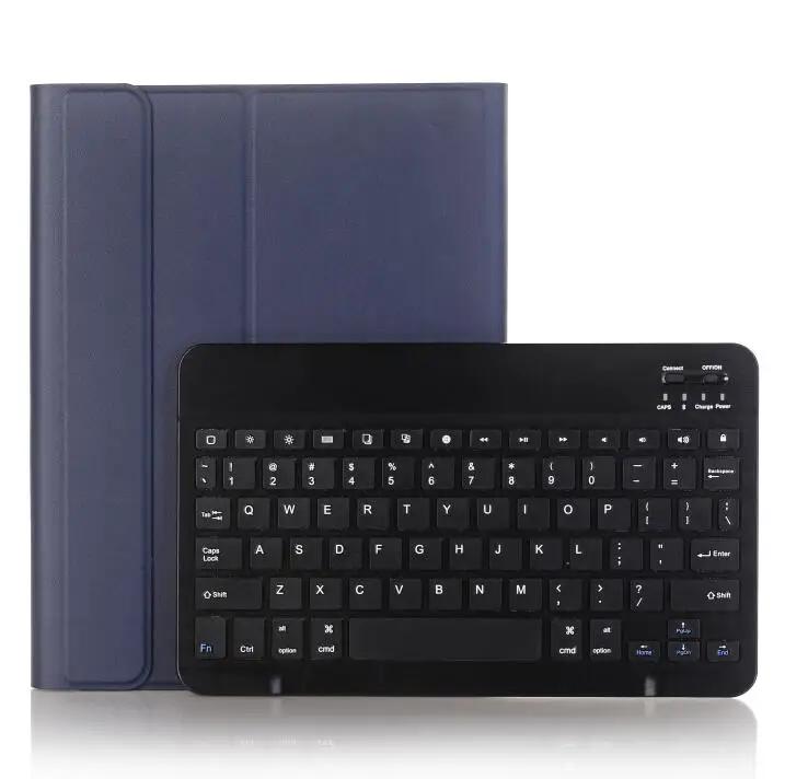 Синий Чехол с клавиатурой для iPad 10,2 7th Gen 10," с держателем для карандашей, смарт-подставка, Авто Режим сна/пробуждения, испанская русская английская клавиатура - Цвет: Синий
