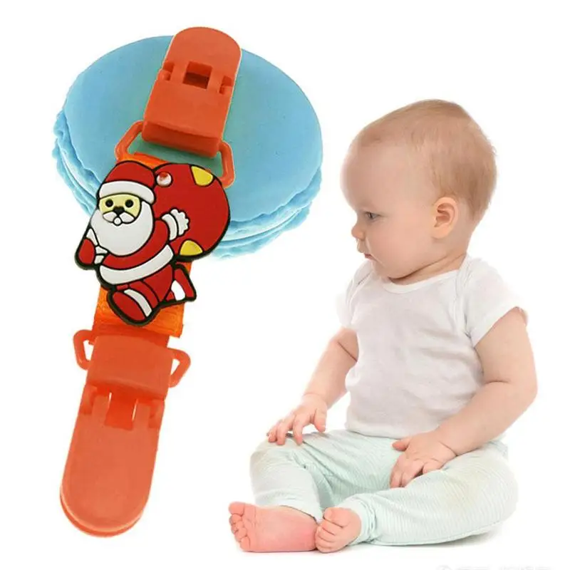 

Baby Newborn Silicone Handkerchief Holder Pacifier Clip Holder Toy Teether Soother with Christmas Pattern