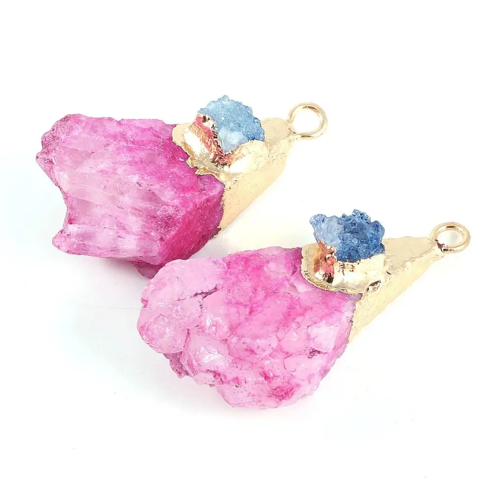 

Hot Selling Natural Stone Pendant Agate Crystal Bud with Gilt Edge Exquisite High Quality Pendant for Making Necklace Accessorie