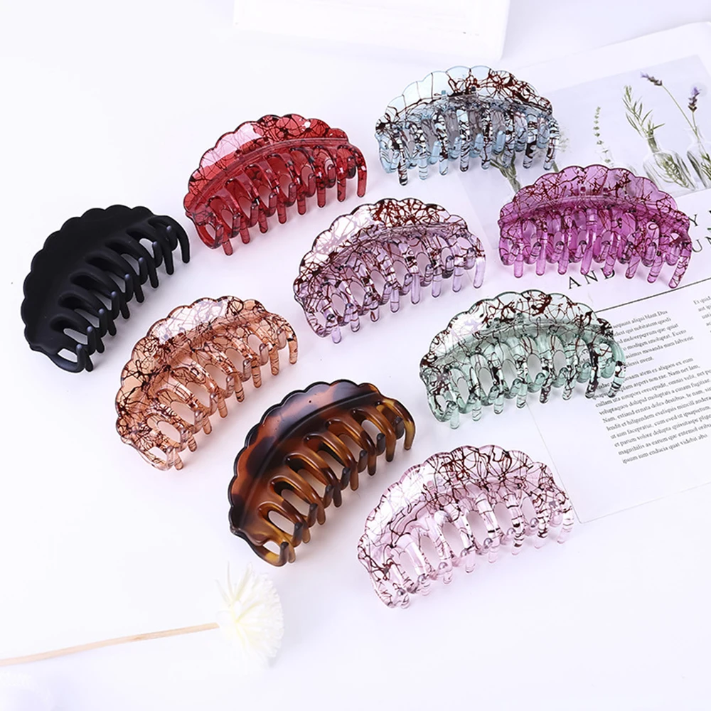 

New Fashion Hair Claw Women Clear Barrettes Simple Multicolor Hairpin Plastic Headwear