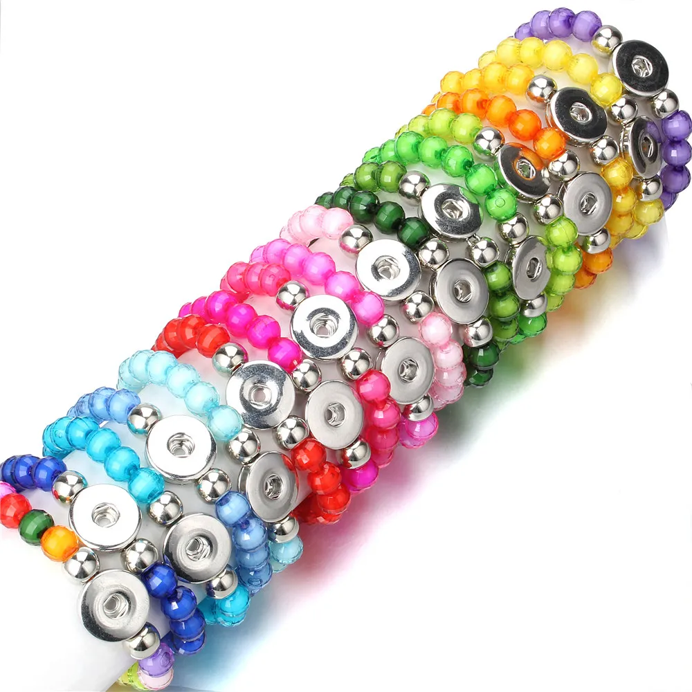 Новые ювелирные изделия 18 мм браслет с кнопками 10 Кристальный акриловый бисером