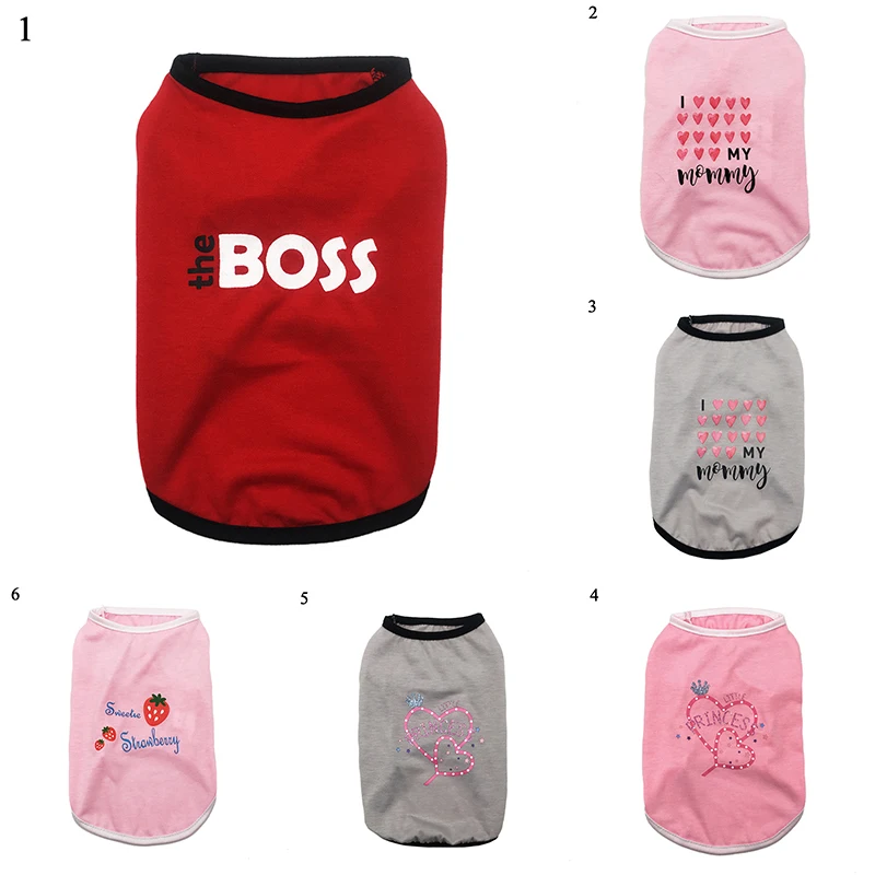 Летняя футболка с милым принтом для домашних животных одежда щенков и собак