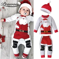 prowow baby boys santa claus clothes set christmas baby costume winter warm kids toddler boys clothing cute children outfits 3pc