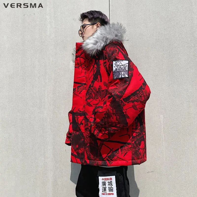 Куртка мужская камуфляжная с меховым воротником теплая в стиле хип-хоп | Мужская