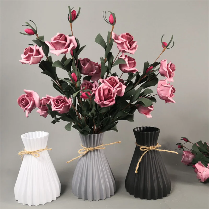

Modern Plastic Vases European Anti-ceramic Flower Vase Wedding Decorations Rattan-like Unbreakable Simplicity Basket Arrangement