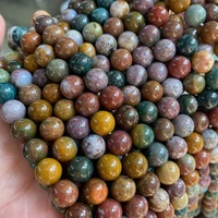 high quality natural ocean stone 6810mm smooth round necklace bracelet jewelry diy gems loose beads 38cm wk120
