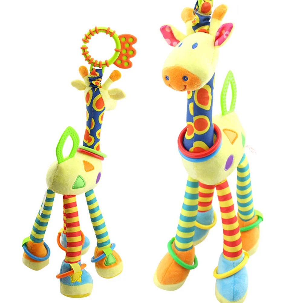Мягкая погремушка с жирафом для новорожденных милая плюшевая детская коляска