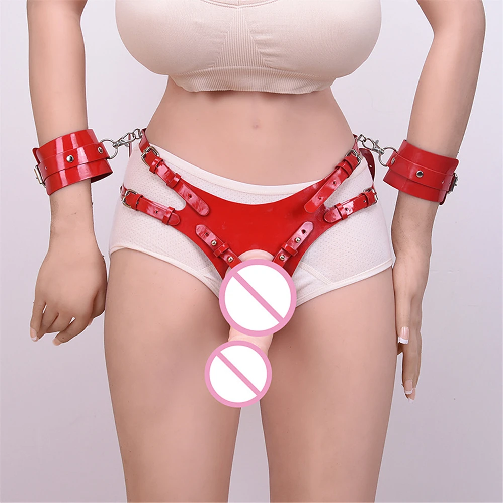 1 Set Strap on Realistic Dildo Pants Genuine Leather Vibrator for Woman Lesbian Sex Toy Female Chastity Belt | Красота и здоровье
