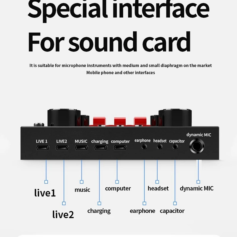 

V8S Sound Card Live Broadcast Equipment Set Anchor Set Suitable for Instrument Computer Live Broadcast Video Recording