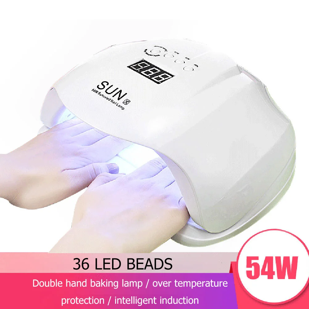 

Phototherapy Machine LED Nail Art Light 54W ABS Manicure Lamp Nail Dryer US Plug UV Gelinduction Timing Nail Lamp