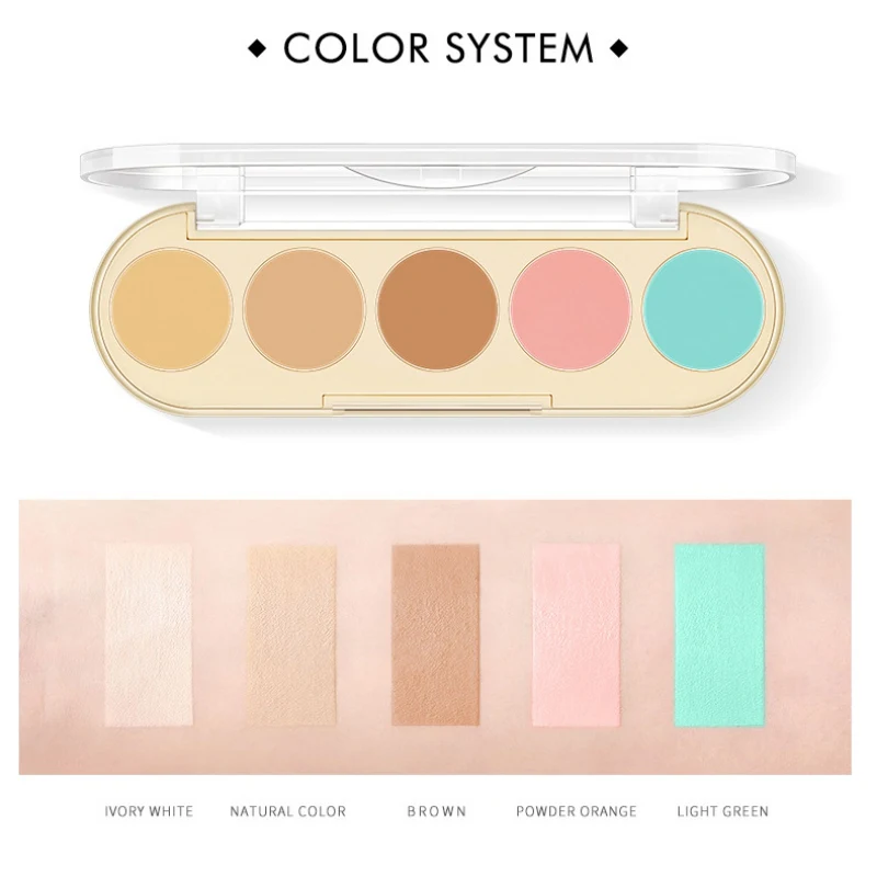 5 цветов палитра консилеров стойкое водонепроницаемое покрытие осветляет цвет