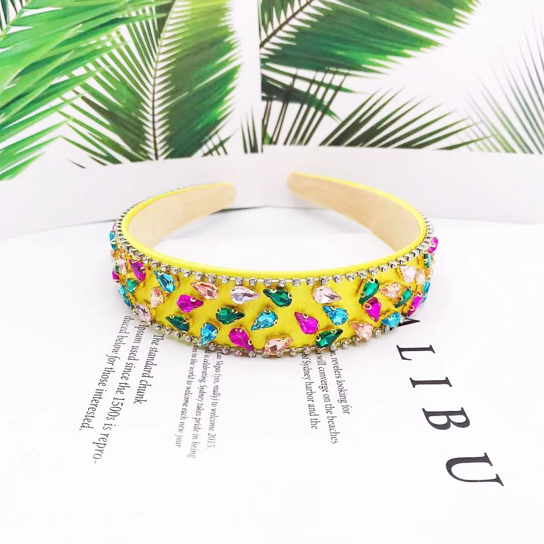 

Women Vintage Hair Accessories Colorful Crystal Stone Bridal Headbands Rhinestone 2021 Baroque Hairband For Wedding Wholesale