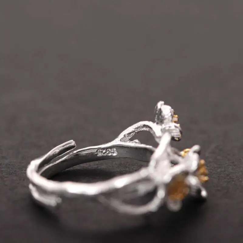 925 пробы серебряные кольца для женщин с цветами сливы винтажные уникальные