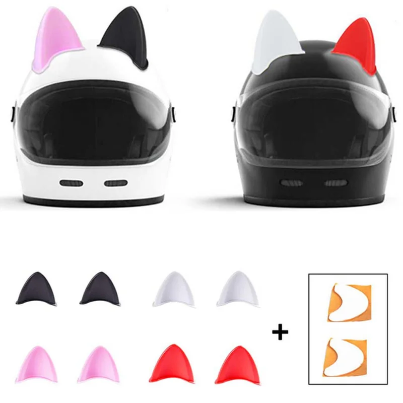 

Motorcycle Helmet Electric Car Helmet Cat Ears Free Stickers Double-sided Stickers Decoration Styling Sticker Helmet Accessories