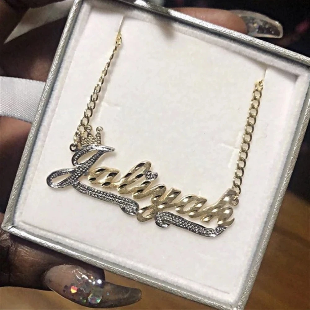 

Gosun Custom Name Necklace Custom Two Color Stainless Steel Under Heart Nameplate Necklace for Women Jewelry Gifts