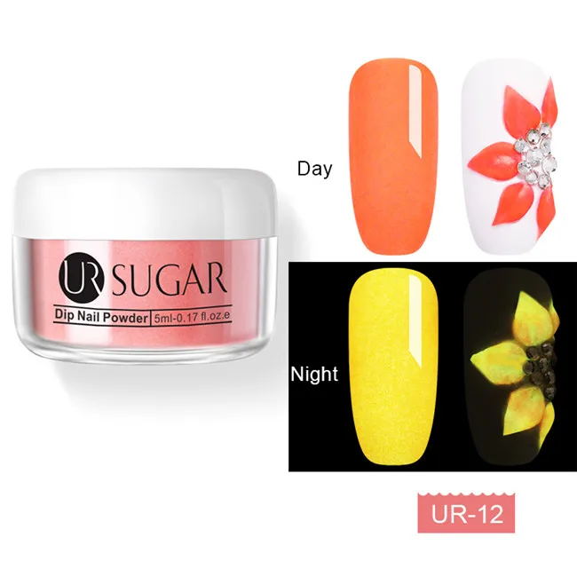 Luminous 12 Ur Sugar 5 мл флуоресцентный 3 в 1 Dip порошок для ногтей акриловая пудра для вырезания наращивание ногтей натуральный сухой без лампы - Цвет: Luminous 12