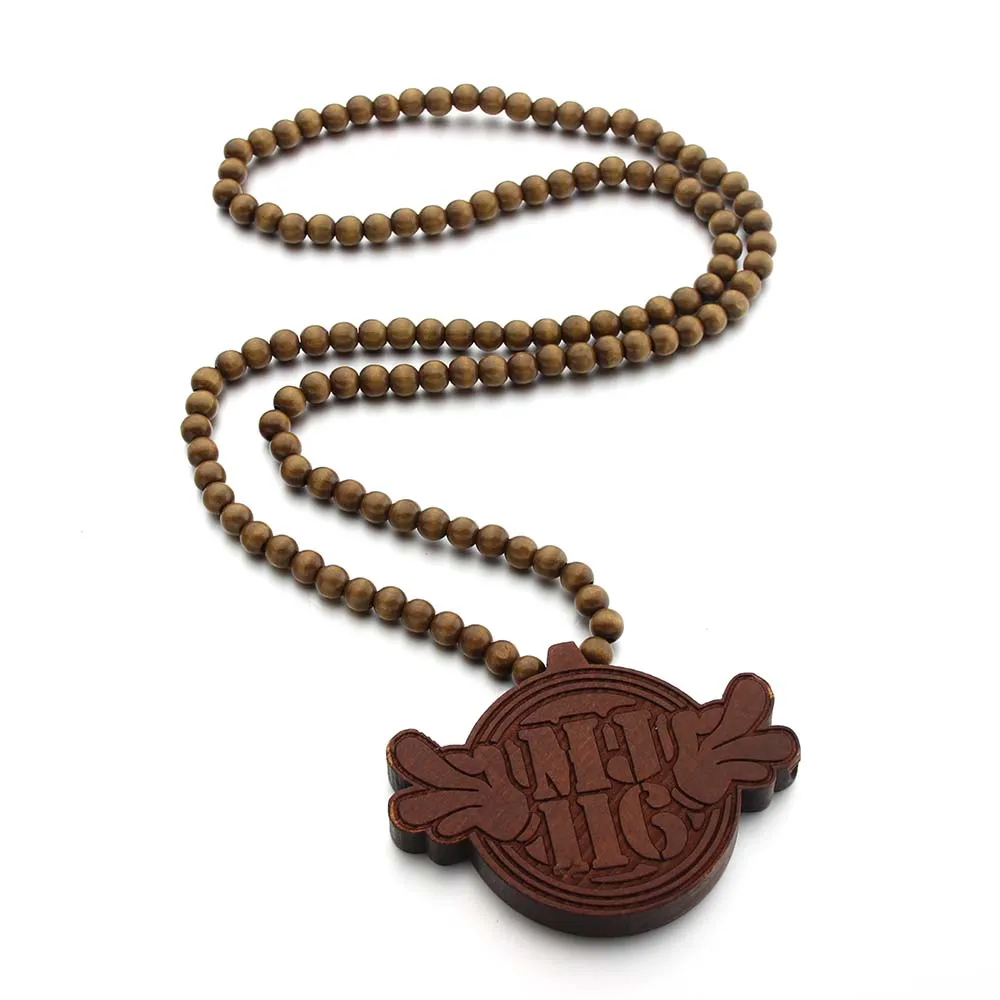 Подвески в стиле хип-хоп MJ116 хорошего качества деревянные четки бусины ожерелья 36