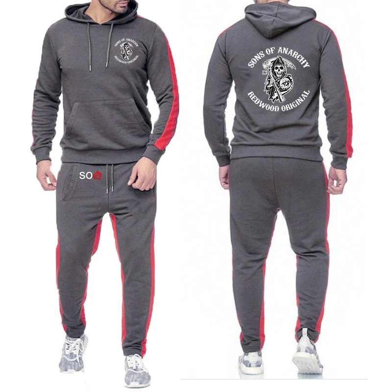 

Spring Classic Sons Of Anarchy Sweatshirt Men Hoodie Set SOA Sweatpant Male SAMCRO Cotton Hip Hop Trousers Casual Pullover Suits