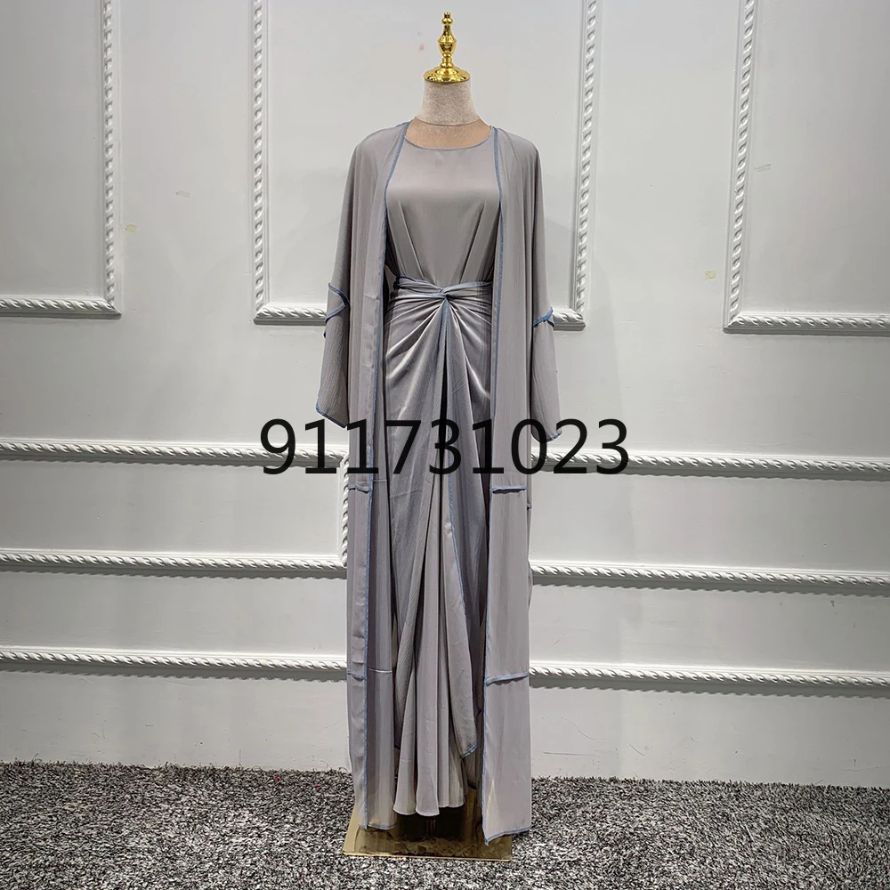 Eid Kaftan Abaya Dubai Turkey Islam Arabic Muslim Dress Sets Robe Longue Kimono Ensemble Femme Musulmane Abayas For Women Caftan |