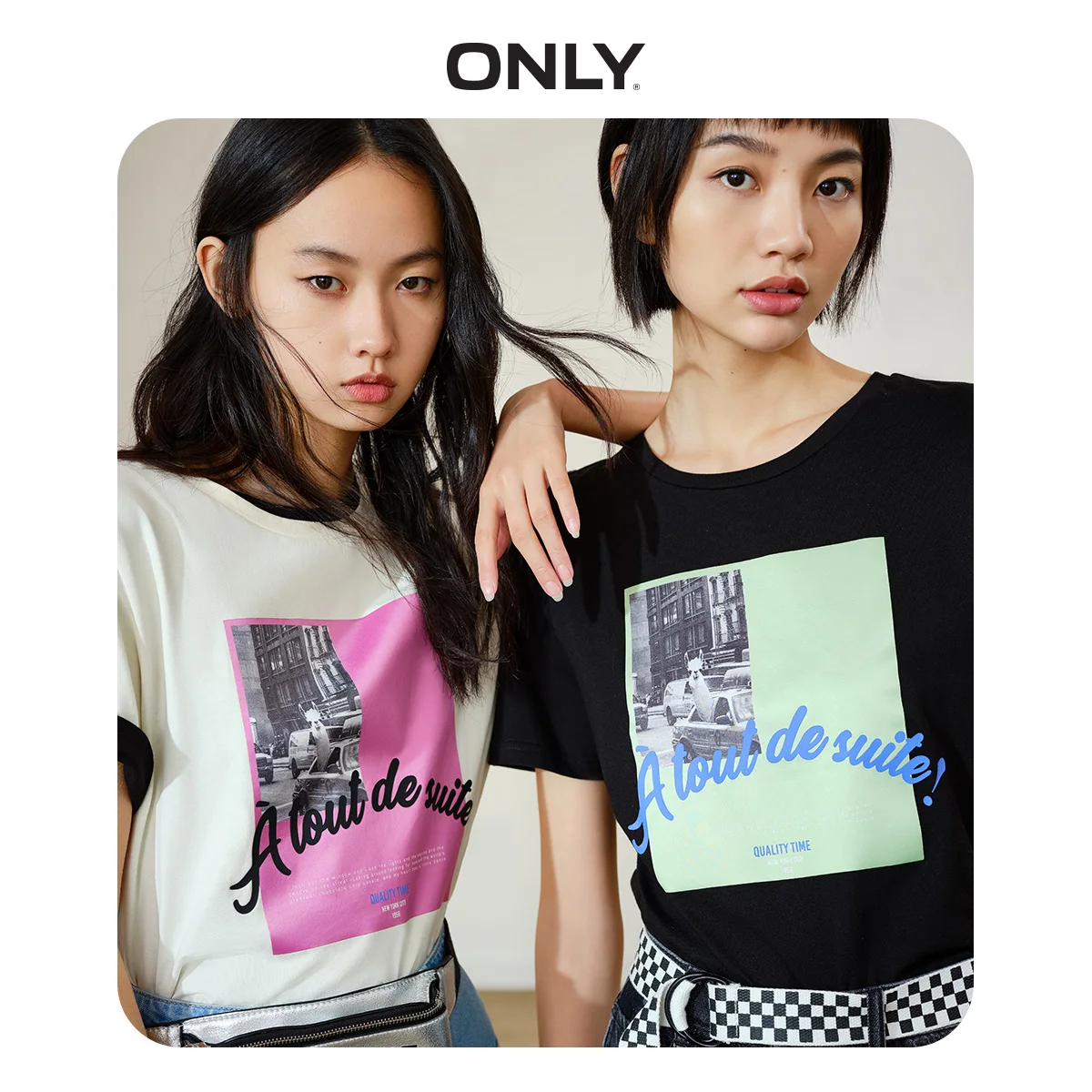 Только женская футболка с короткими рукавами и принтом из 100% хлопка |