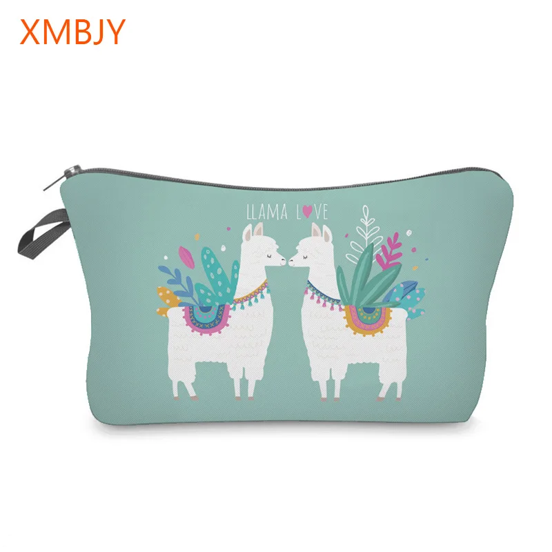 Милая косметичка из альпаки с принтом Ленивец ламы многоцветная рисунком