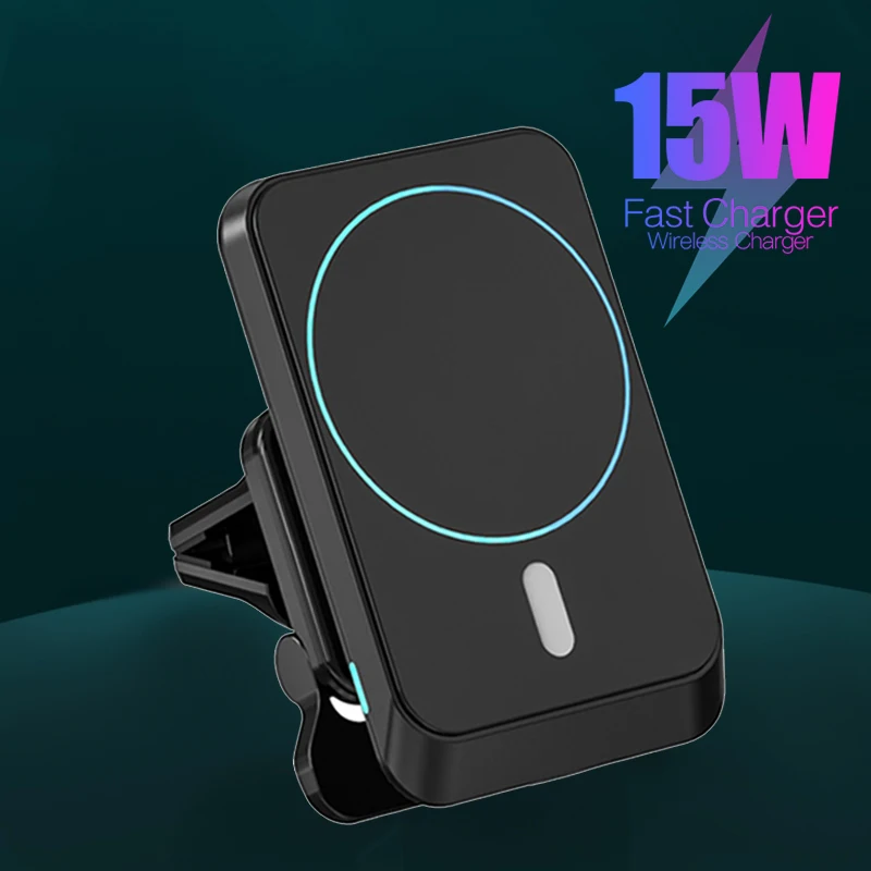 

15W Wireless Charger Car Phone Holder Magnetic Wireless Car Charger Mount Stand For iPhone 12 11 Pro Max Xiaomi 11 9 Huawei P40