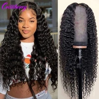 cranberry hair deep curly human hair wigs for black women remy peruvian deep wave 4x4 lace closure wig prelucked