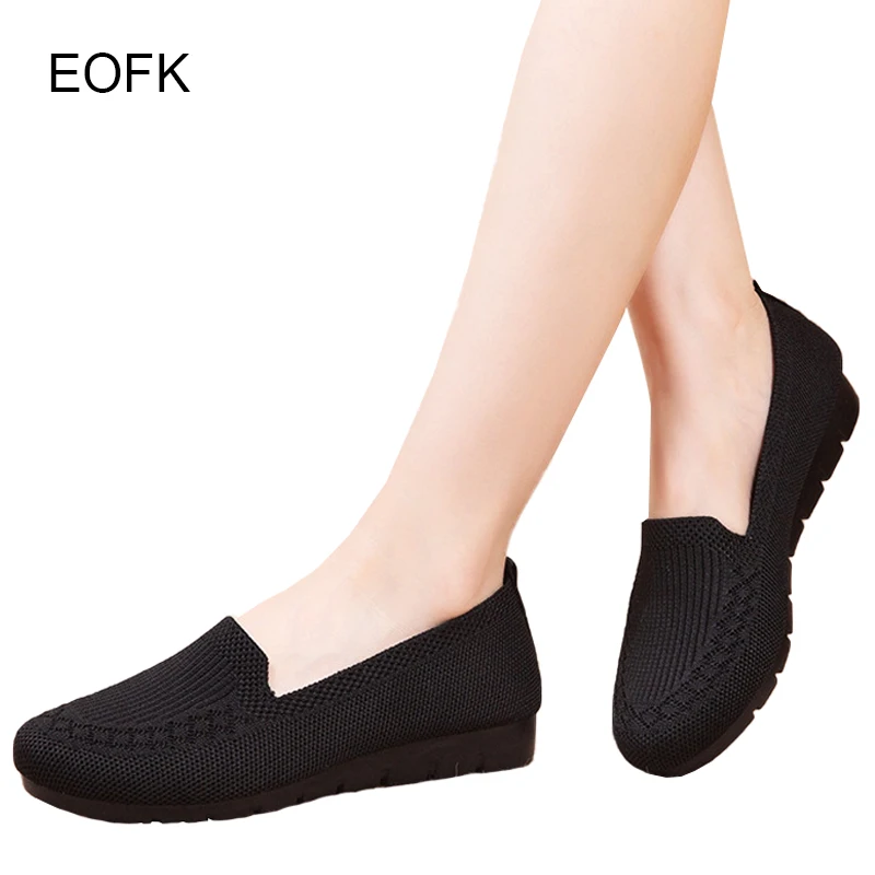 Женские сетчатые туфли EOFK удобные лоферы на плоской подошве дышащая