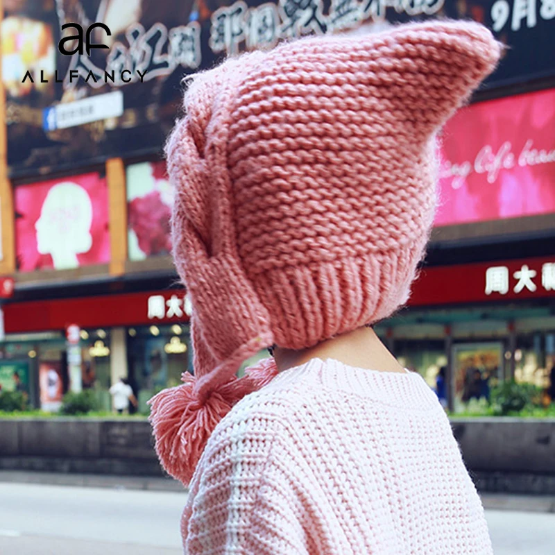 ALLFANCY/Милая шерстяная шапка в Корейском стиле с розовым сердцем для девочек