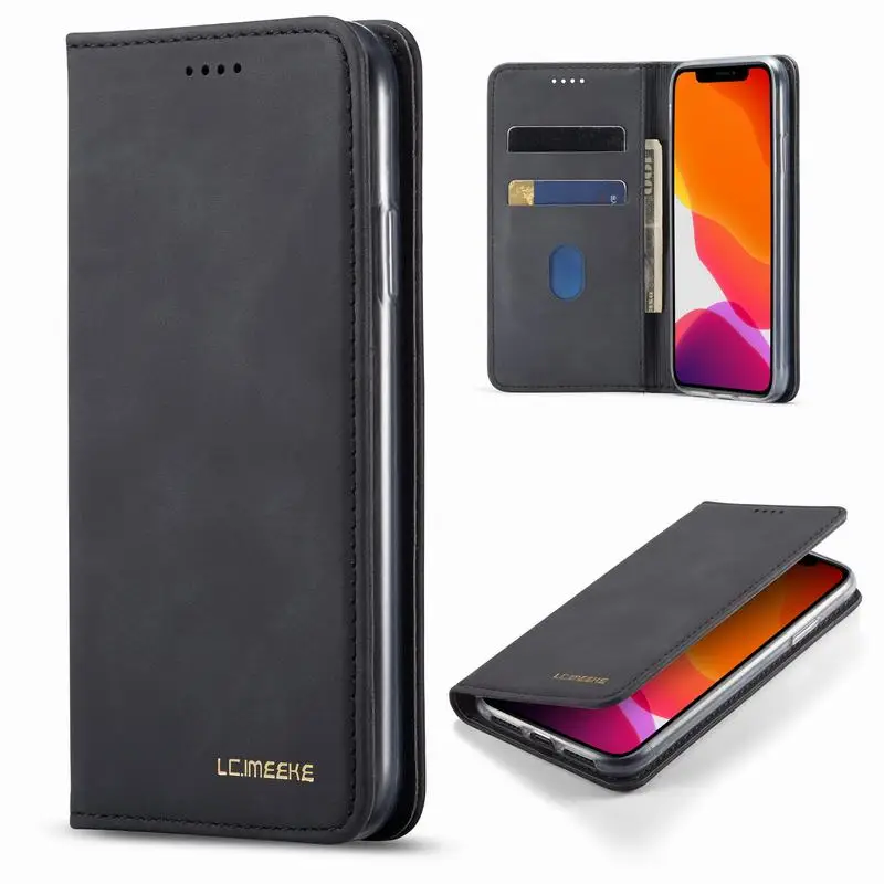 Black Case Чехол для samsung Galaxy A50 A70 A40 Coque Роскошный чехол-портмоне из кожи с откидной крышкой S8 S9 S10 Note 9 10 плюс 50 A30 A20 A10 чехол для телефона - Цвет: Black Case