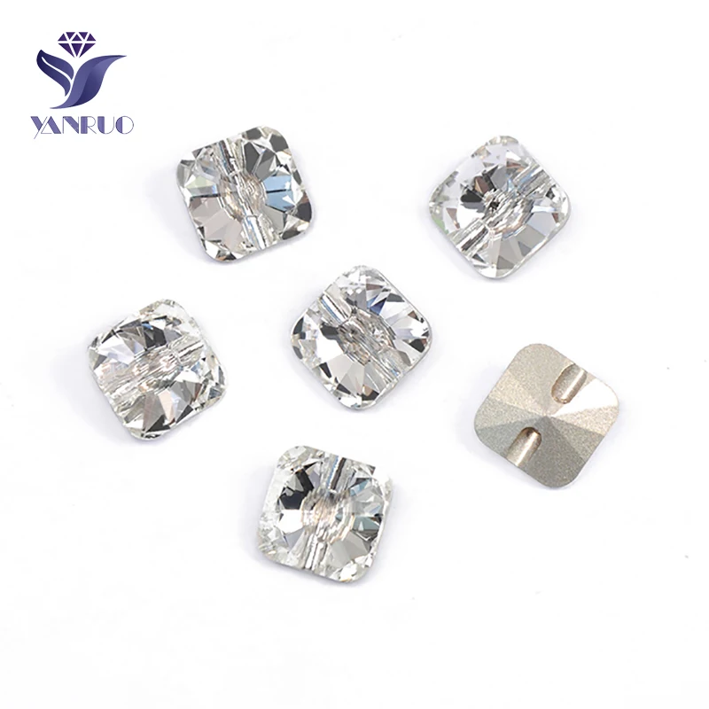 

YANRUO 3009 All Sizes Crystal Clear Rivoli Square Sew On Rhinestones Strass Sewing Crafts Glass Buttons For Clothes