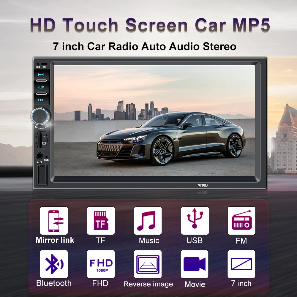 Aupart Авторадио центральный мультимедийный 2 Din Автомобильный Радио HD " сенсорный экран Аудио Bluetooth AUX TF камера заднего вида MP5 киноплеер